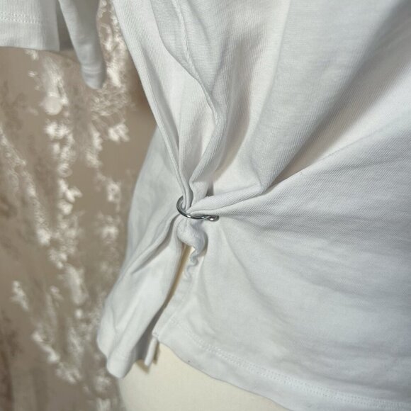 3.1 Phillip Lim White Tee Gathered Metal Ring Women's Size S Piercing Grunge - Picture 2 of 9